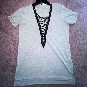 Grey cris cross shirt